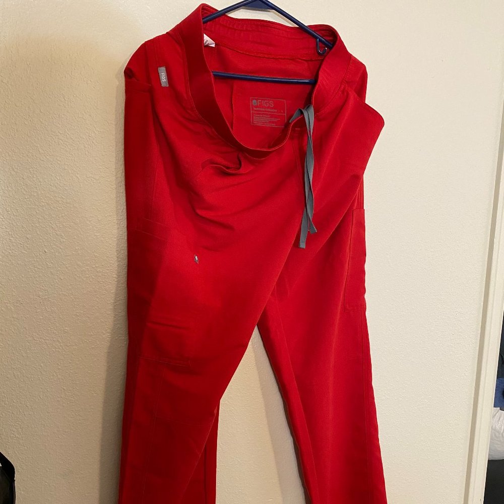 FIGS Axim Cargo Scrub bottoms in Red